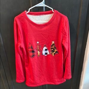 Festive Red Christmas Tree Fleece Lined Sweatshirt